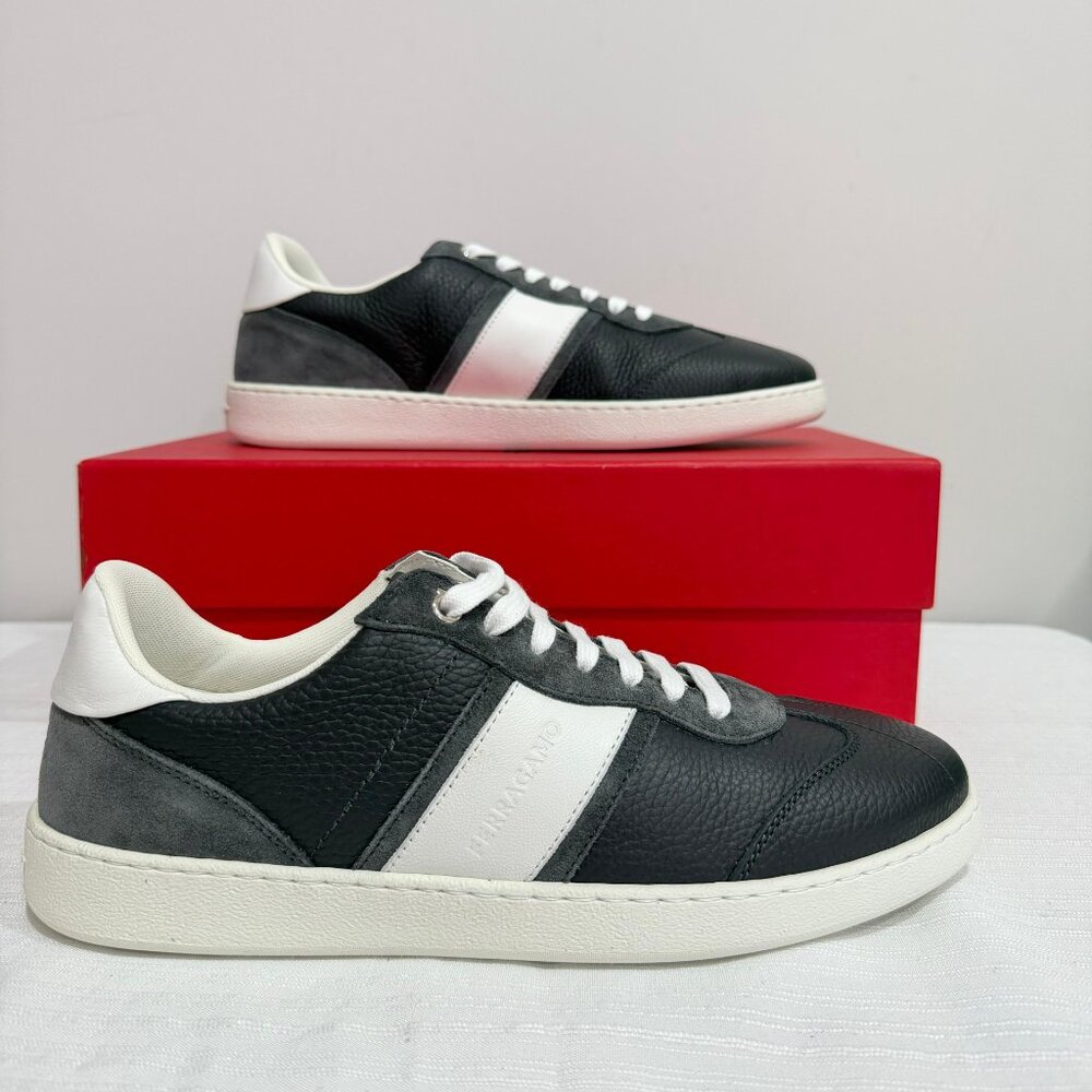 Ferragamo Achille 1 Low Top Sneaker In Stromboli Sand Bianco Ottico